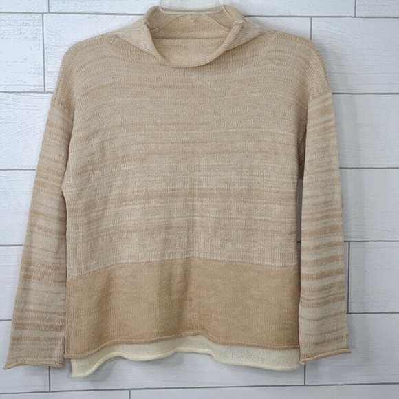 Krista Larson Sweater Mock Neck Layered Tan Beige Wearable Fiber Art Lagenlook - Picture 12 of 12